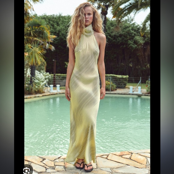 halter cocktail dress short Yellow